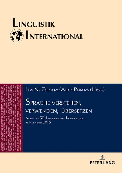 Peter Lang GmbH, Internationaler Verlag der Wissenschaften Sprache verstehen, verwenden, übersetzen