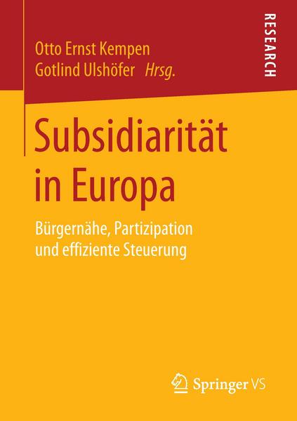 Springer Fachmedien Wiesbaden GmbH Subsidiarität in Europa
