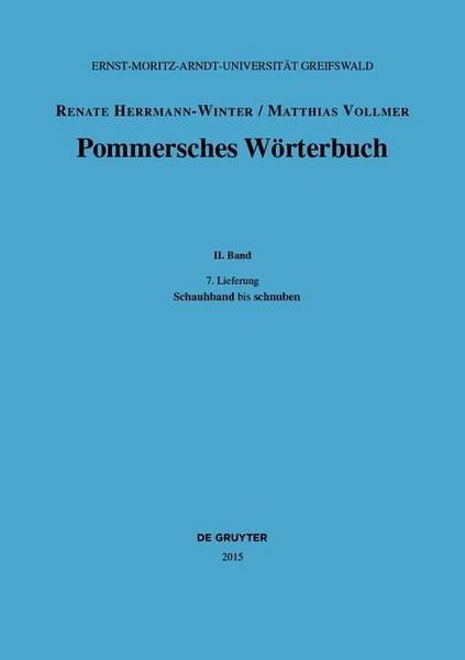 De Gruyter Mouton Pommersches Wörterbuch / Schauhband – schnuben