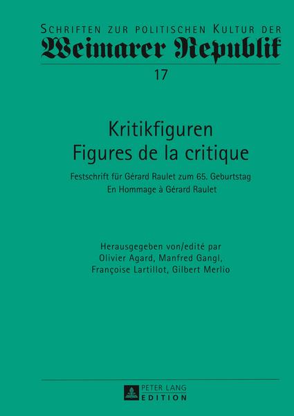 Peter Lang GmbH, Internationaler Verlag der Wissenschaften Kritikfiguren / Figures de la critique