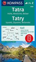 Kompass-Karten KOMPASS Wanderkarte Tatra, Hohe, Westliche, Belaer, Tatry, Vysoké, Západné, Belianske