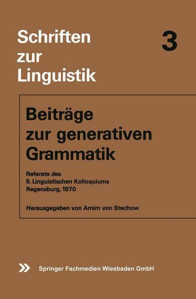 Vieweg & Teubner Beiträge zur generativen Grammatik