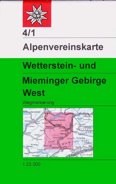 Deutscher Alpenverein DAV Alpenvereinskarte 4/1 Wetterstein Mieminger Gebirge West 1 : 25 000 Wegmarkierungen
