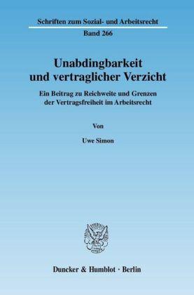 Uwe Simon Unabdingbarkeit und vertraglicher Verzicht.