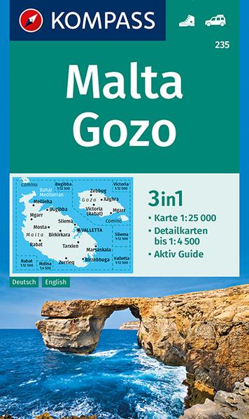 Kompass-Karten KOMPASS Wanderkarte 235 Malta, Gozo 1:25.000