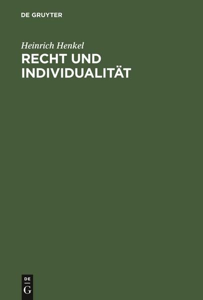 Heinrich Henkel Recht und Individualität