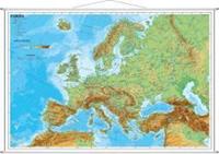 Heinrich Stiefel Europa, physisch 1 : 7 500 000. Wandkarte Kleinformat mit Metallstäben