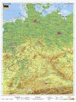 Heinrich Stiefel Deutschland, physisch 1 : 1 100 000. Wandkarte Kleinformat ohne Metallstäbe