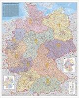 Heinrich Stiefel Deutschland Postleitzahlenkarte Kleinformat. Wandkarte ohne Metallstäbe