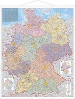 Heinrich Stiefel Postleitzahlen-Karte Deutschland 1 : 750 000. Wandkarte Grossformat mit Metallstäben