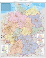 Heinrich Stiefel Orga-Karte Deutschland. Wandkarte Großformat mit Metallstäben
