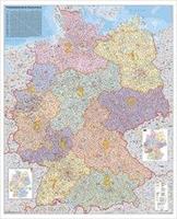 Heinrich Stiefel Deutschland Postleitzahlenkarte 1 : 750 000. Wandkarte Grossformat ohne Metallstäbe