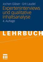 Jochen Gläser, Grit Laudel Experteninterviews und qualitative Inhaltsanalyse