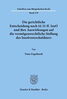 Timo Engelhardt Die gerichtliche Entscheidung nach §§ 21 ff. InsO und ihre Auswirkungen auf die vermögensrechtliche Stellung des Insolvenzschuldners.