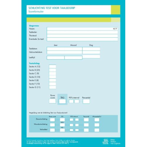 Bsl Media & Learning Schlichting Test Voor Taalbegrip - Scoreformulieren - L. Schlichting