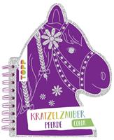 frechverlag Kratzelzauber Color Pferde (Kratzelbuch in Pferdekopfform)