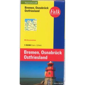 Van Ditmar Boekenimport B.V. Falk Regionalkarte 04. Bremen, Osnabrück, Ostfriesland. 1 : 150 000