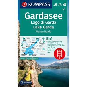 Kompass-Karten KOMPASS Wanderkarte 102 Gardasee, Lago di Garda, Lake Garda, Monte Baldo 1:50.000
