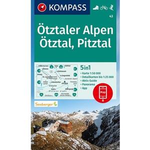 Kompass Karten GmbH KOMPASS Wanderkarte 43 Ötztaler Alpen, Ötztal, Pitztal 1:50.000