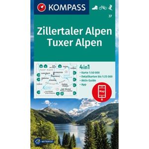 62damrak Kompass Wanderkarte 37 Zillertaler Alpen, Tuxer Alpen 1:25.000