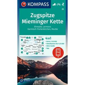 Kompass-Karten KOMPASS Wanderkarte 25 Zugspitze, Mieminger Kette, Ehrwald, Lermoos, Garmisch-Partenkirchen, Reutte 1:50.000