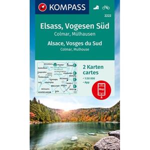 Kompass-Karten KOMPASS Wanderkarten-Set 2222 Elsass, Vogesen Süd, Alsace, Vosges du Sud, Colmar, Mülhausen, Mulhouse (2 Karten) 1:50.000