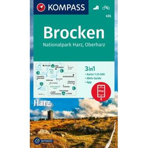 62damrak Kompass Wanderkarte 455 Brocken, Nationalpark Harz, Oberharz 1:25.000