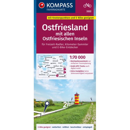 62damrak Kompass Fk3322 Ostfriesland - Kompass Fietskaarten