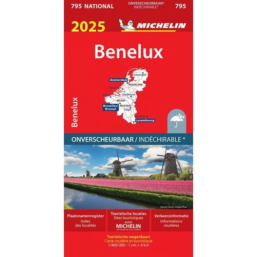 Michelin Wegenkaart 795 Benelux 2025 Scheurvast -   (ISBN: 9782067265486)