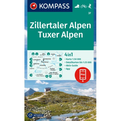 62damrak Kompass Wk37 Zillertaler Alpen - Kompass Wanderkarten