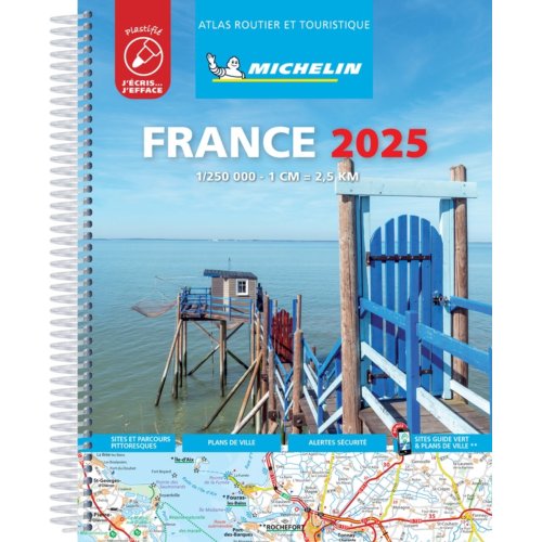 62damrak France 2025 - Tourist & Motoring Atlas Laminated Spiral - Michelin
