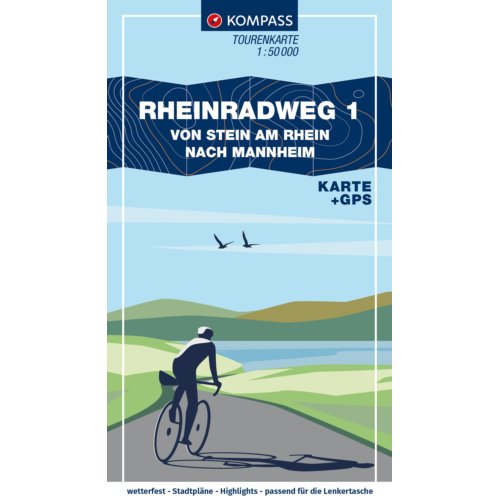 62damrak Kompass Fahrrad-Tourenkarte Rheinradweg 1 1:50.000 - Kompass Fahrrad-Tourenkarten