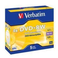 verbatim DVD+RW Rohling 4.7GB 5 St. Jewelcase Wiederbeschreibbar, Silber Matte Oberfläche