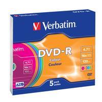 verbatim DVD-R Rohling 4.7GB 5 St. Slimcase Farbig