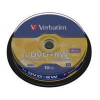 1x10 Verbatim DVD+RW 4,7GB 4x Speed, matt silver Cakebox