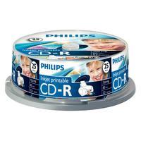 Philips CR7D5JB25 - 25 x CD-R - 700 MB (80 Min) 52x - mit Tintenstrahldrucker bedruckbare Oberfläche - Spindel