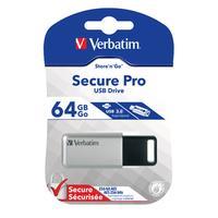 Verbatim 64GB Secure Pro 64GB USB 3.0 Zwart, Grijs USB flash drive