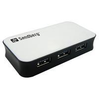 Sandberg External 4-Port USB 3.0 Hub, Overload Protection, Mains/USB Powered UK Plug