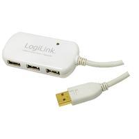 LogiLink USB 2.0 Verlängerungskabel [1x USB 2.0 Stecker A - 4x USB 2.0 Buchse A] 12.00m Weiß vergo