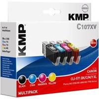 kmp Tinte ersetzt Canon CLI-571 XL Kompatibel Kombi-Pack Photo Schwarz, Cyan, Magenta, Gelb C107XV 1