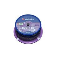 1x25 Verbatim DVDR double layer 8x Speed. 8.5GB mat zilver