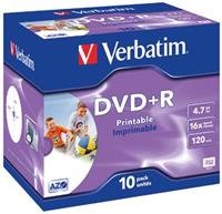 Verbatim DVD+R full printable 16x Jewelcase für Inkjetdrucker 4,7GB 10 Stück