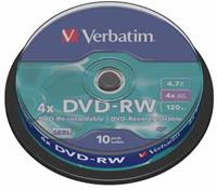 Verbatim DVD Rohling -RW, 4,7 GB 4-fach, 10er Spindel