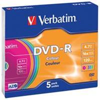 Verbatim 43557 DVD-R disc 4.7 GB 5 stuk(s) Slimcase Gekleurd