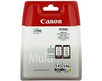 Canon PG-545XL BK/CL-546XL C/M/Y Original Tintenpatronen 2er-Pack schwarz 15ml, Farbe 13ml + 50 Blatt Fotopapier