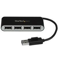 StarTech.com 4-Port Portable USB 2.0 Hub with Built-in Cable - hub - 4 ports USB-Hubs - 4 - Schwarz