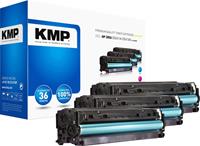 kmp H-T196 CMY Tonerkassette Kombi-Pack ersetzt HP 305A, CE411A, CE412A, CE413A Cyan, Magenta, Gelb