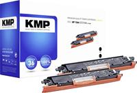 KMP Toner set van 2 vervangt HP 126A, CE310A Compatibel Zwart 2400 bladzijden