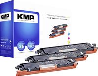 KMP H-T149CMY Tonercassette Combipack vervangt HP 126A, CE311A, CE312A, CE313A Cyaan, Magenta, Geel 1000 bladzijden Compatibel Toner multipack
