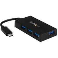 StarTech.com 4-Port USB-C Hub - USB-C to 4x USB-A - USB 3.0 Hub - Includes Power Adapter - hub - 4 ports USB-Hubs - 4 - Schwarz